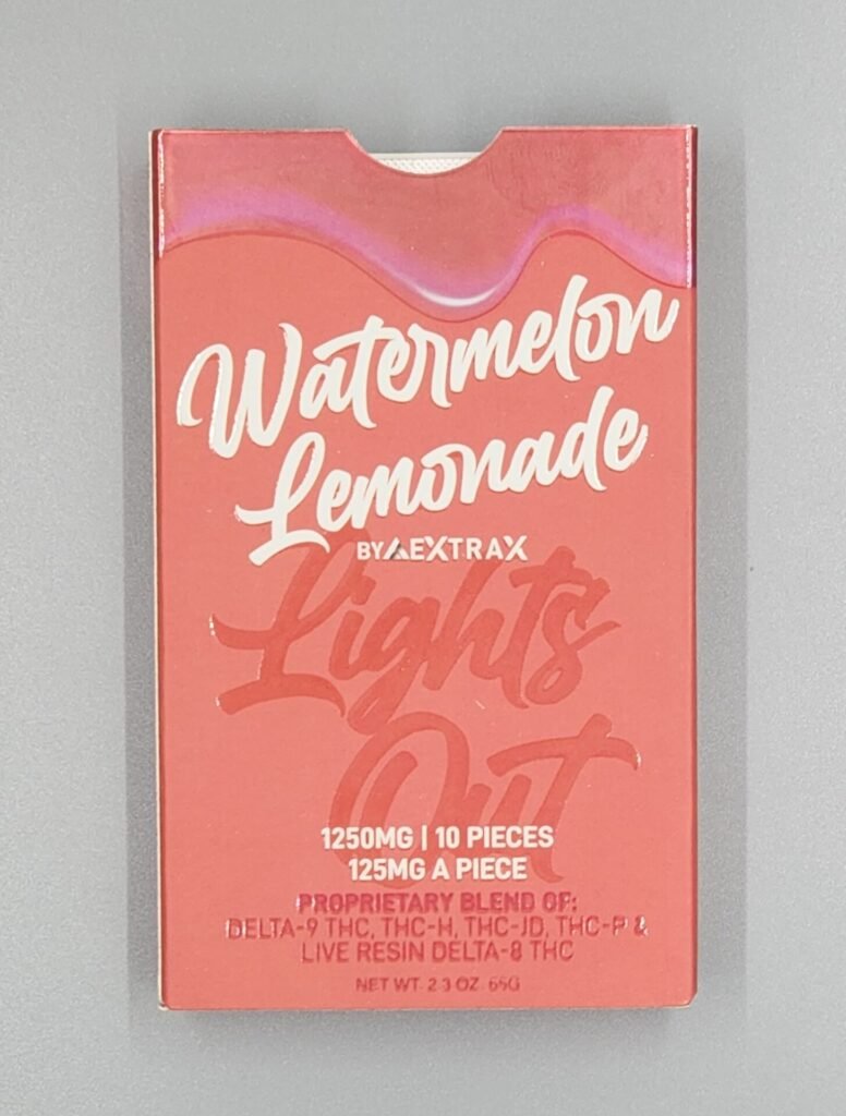 Extrax 1250mg Lights Out THC Live Resin Blend  10 piece Watermelon Lemonade