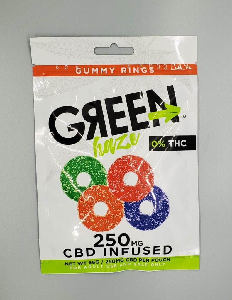 Green Haze 250mg Broad Spectrum CBD Gummy Rings 10pc
