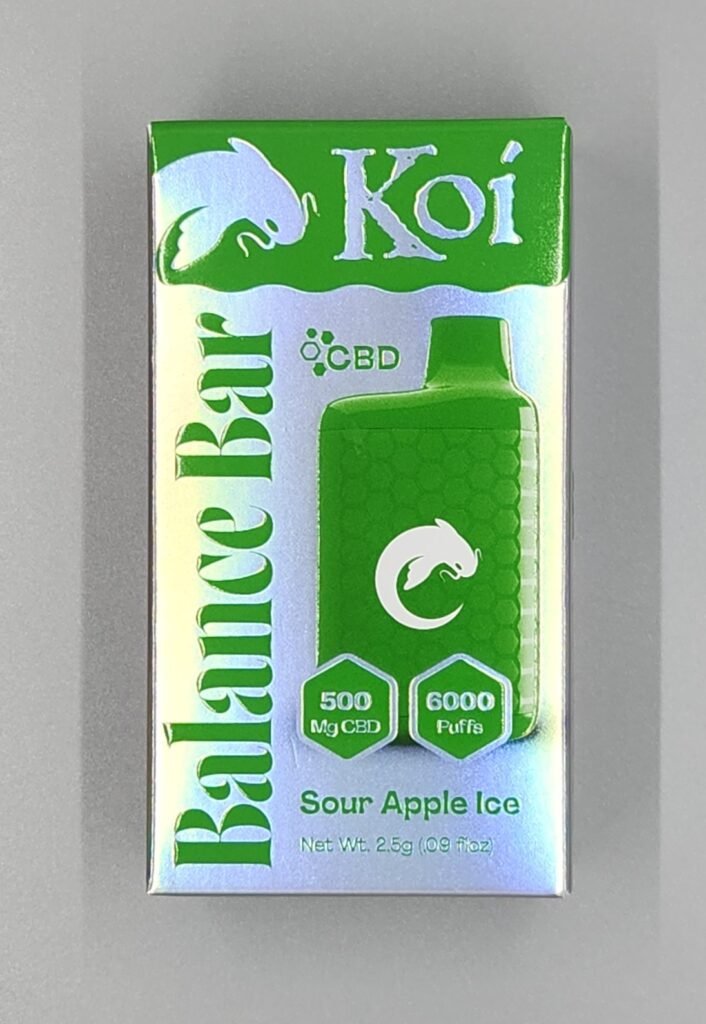 Koi CBD Balance Bar Disposable Vape 250mg 6000 puffs Sour Apple Ice